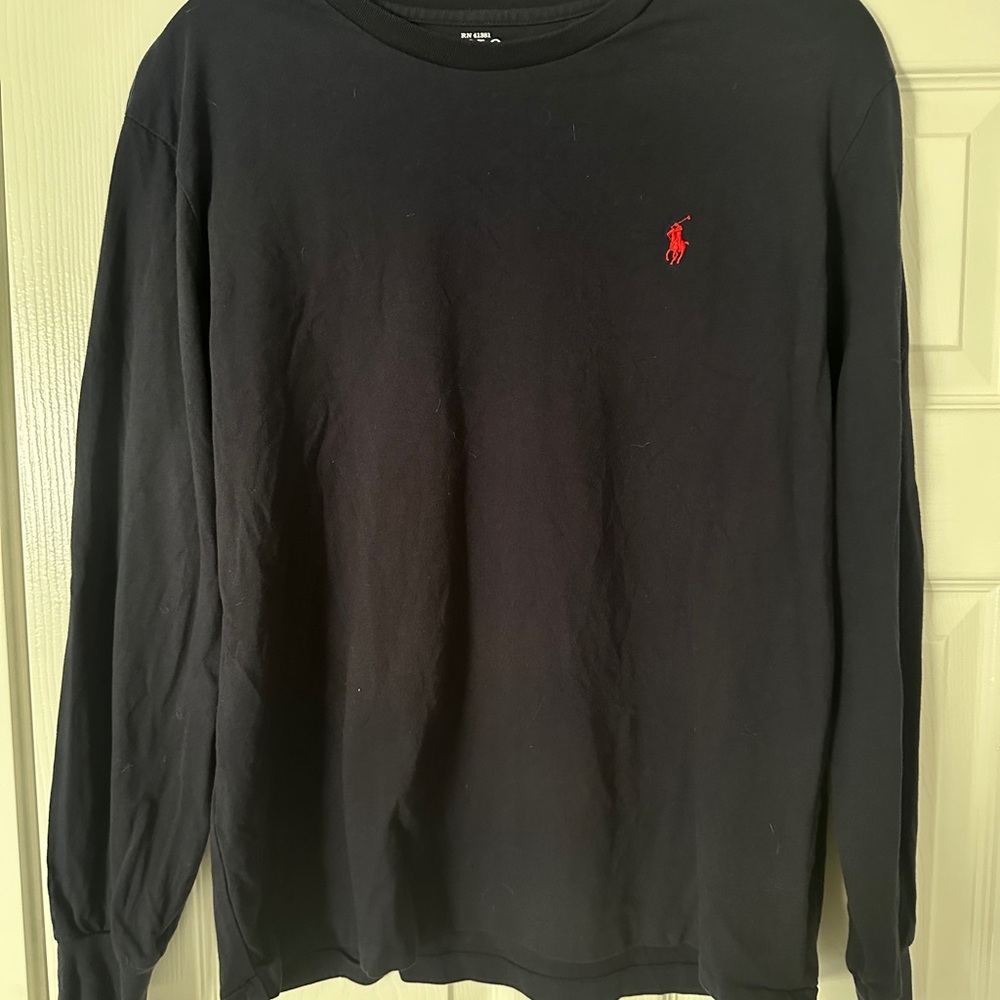 Ralph Lauren Black Crewneck with Red Logo